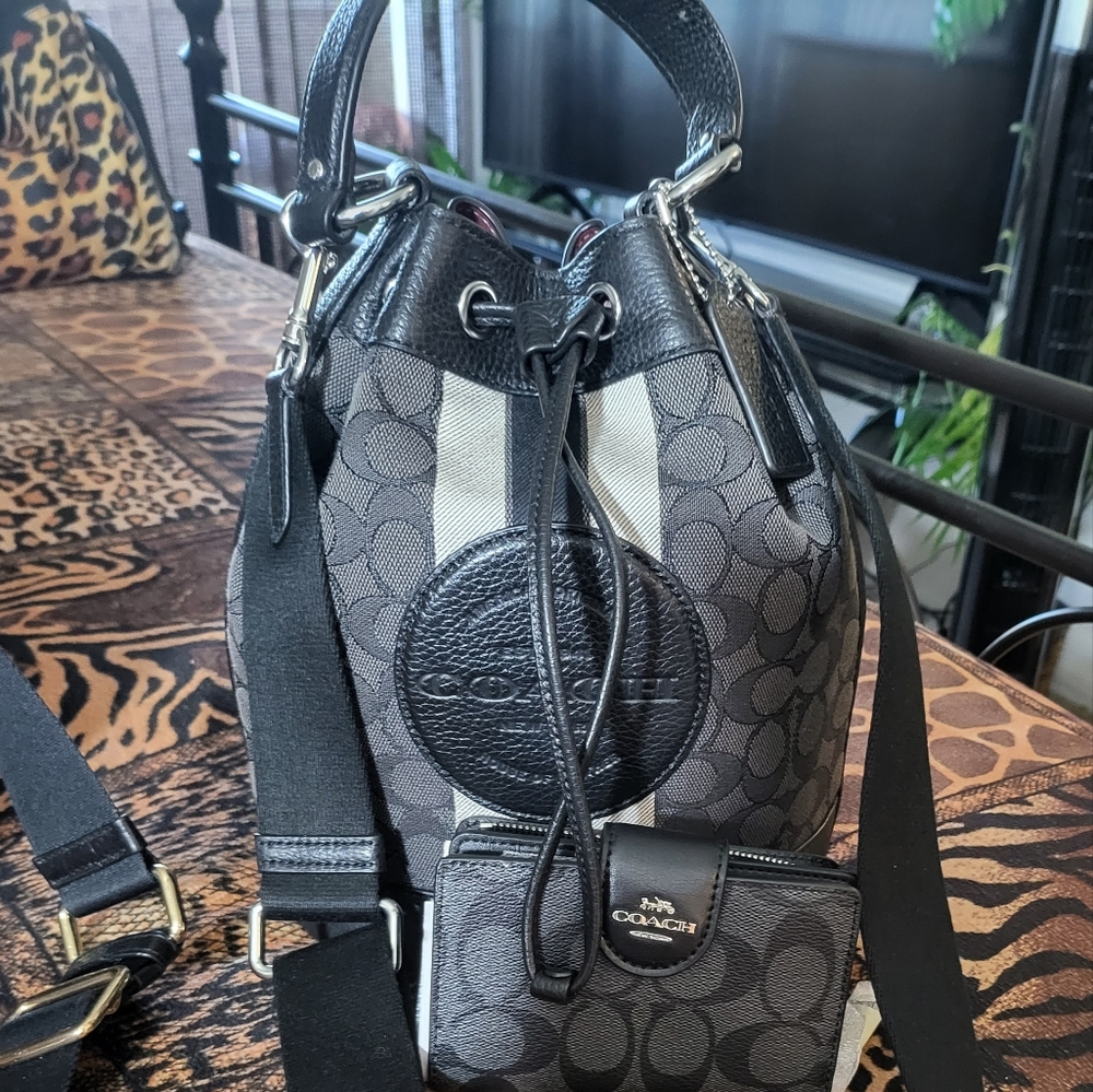 Black/Grey coach bucket bag(med not mini sz)